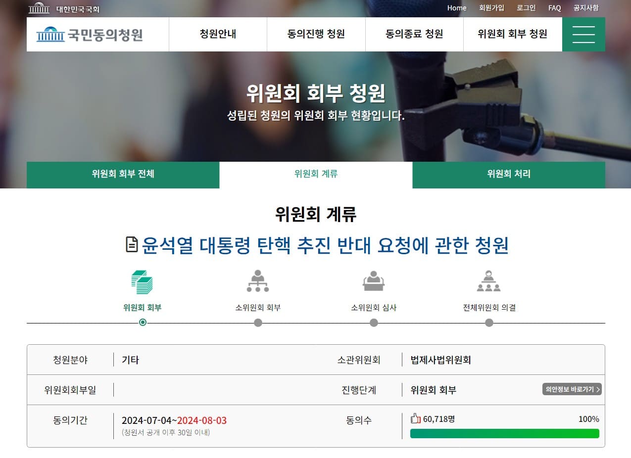 윤석열 대통령 탄핵 반대 청원