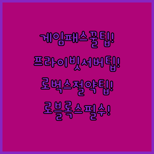 로블록스 게임패스와 프라이빗 서버 로..