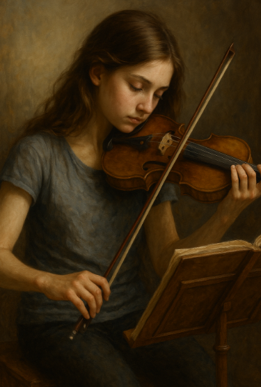 클래식 음악을 배우는 소녀 이미지