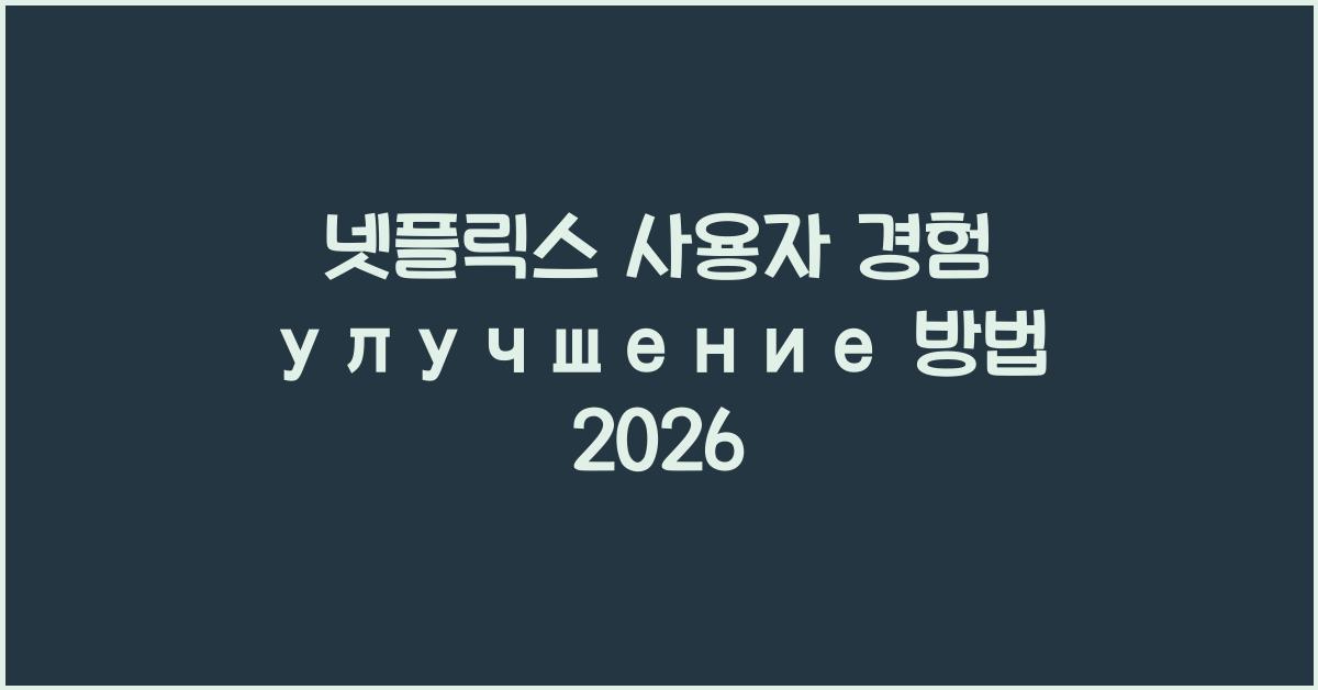 넷플릭스 사용자 경험