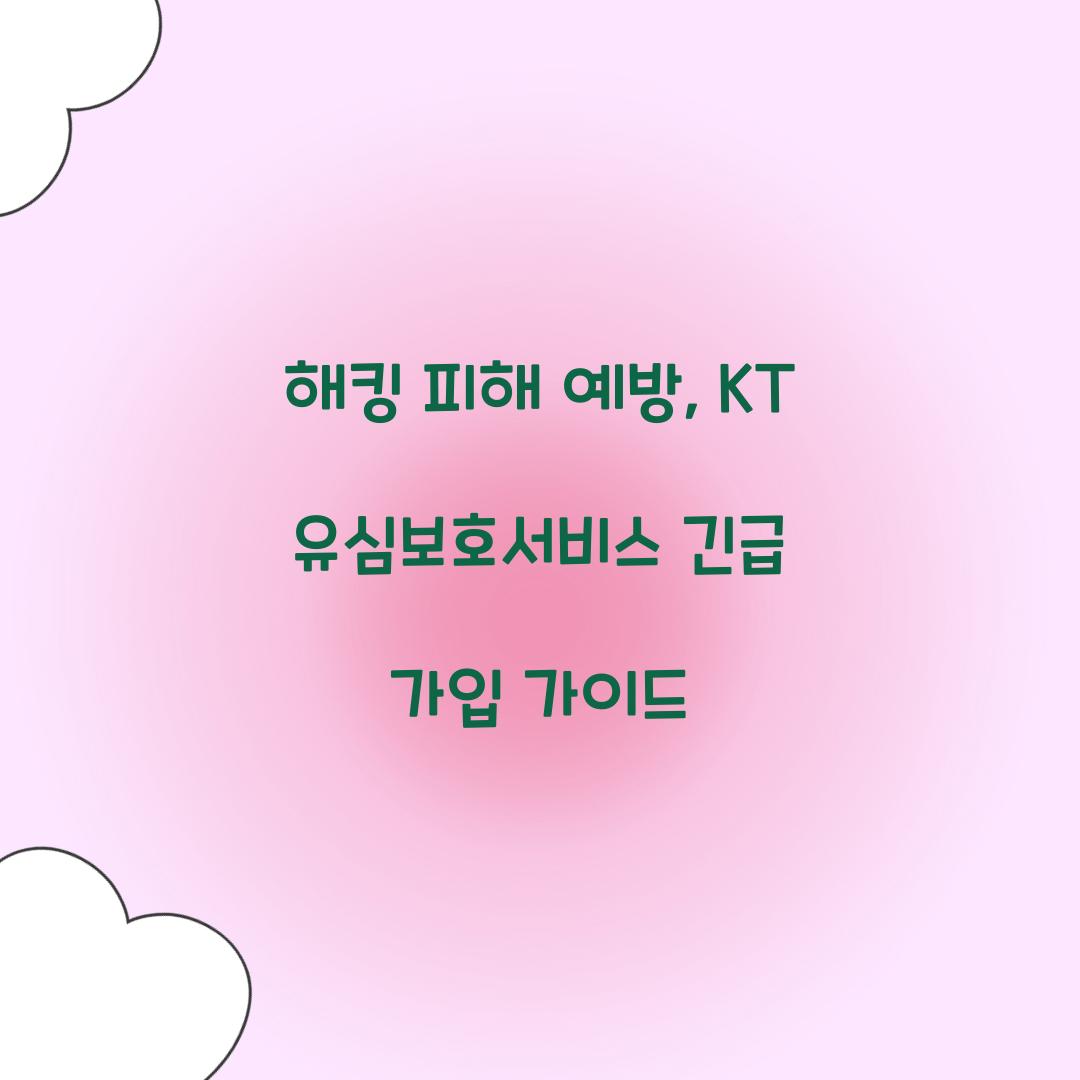 해킹 피해 예방: KT 유심보호서비스 긴급 가입 절차