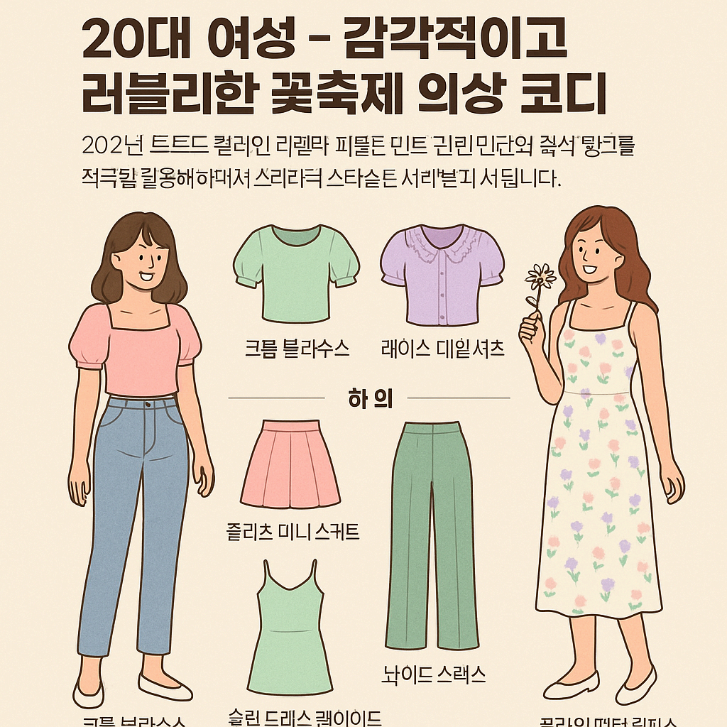 20대 여성 &ndash; 감각적이고 러블리한 꽃축제 의상 코디