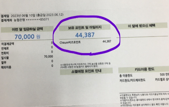 농협 채움 비즈포인트 캐시백 현금화 방법1