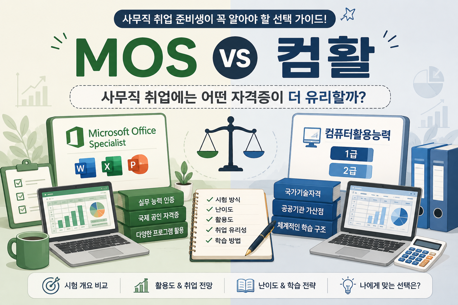 MOS vs 컴활 사무직 취업에는 어떤 자격증이 더 유리할까