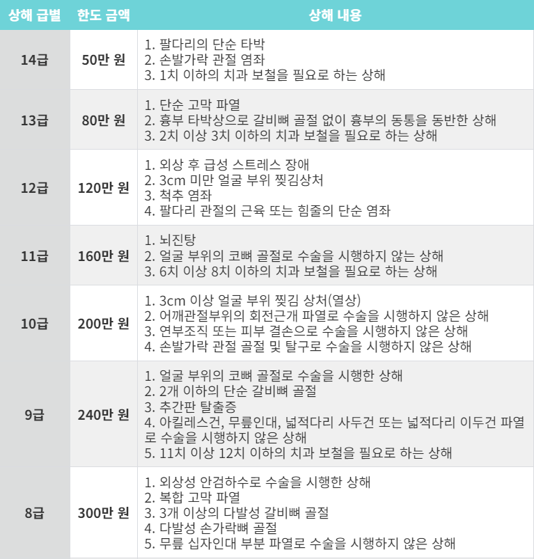 자동차 사고 상해 급수