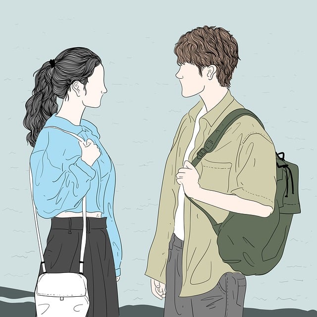 대학생 남녀 대화모습