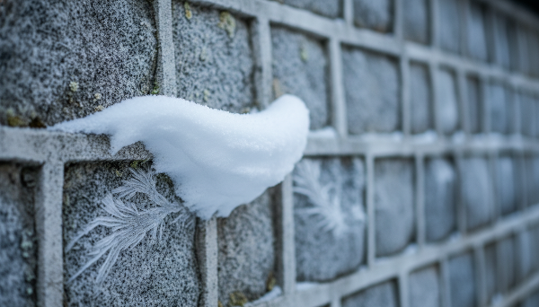 고즈넉한 한옥 돌담 위에 소복하게 쌓인 흰 눈의 모습.