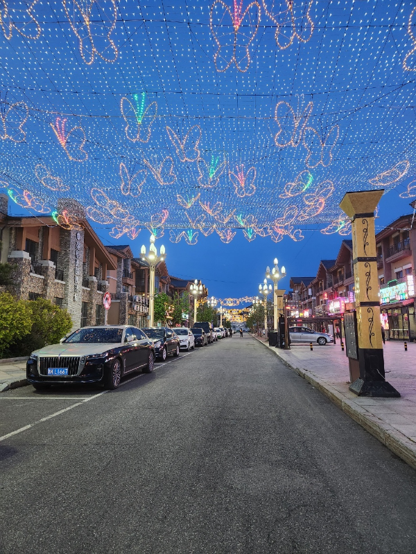 호텔 앞 거리, 요즘에서야 불을 밝히기 시작했다고 함