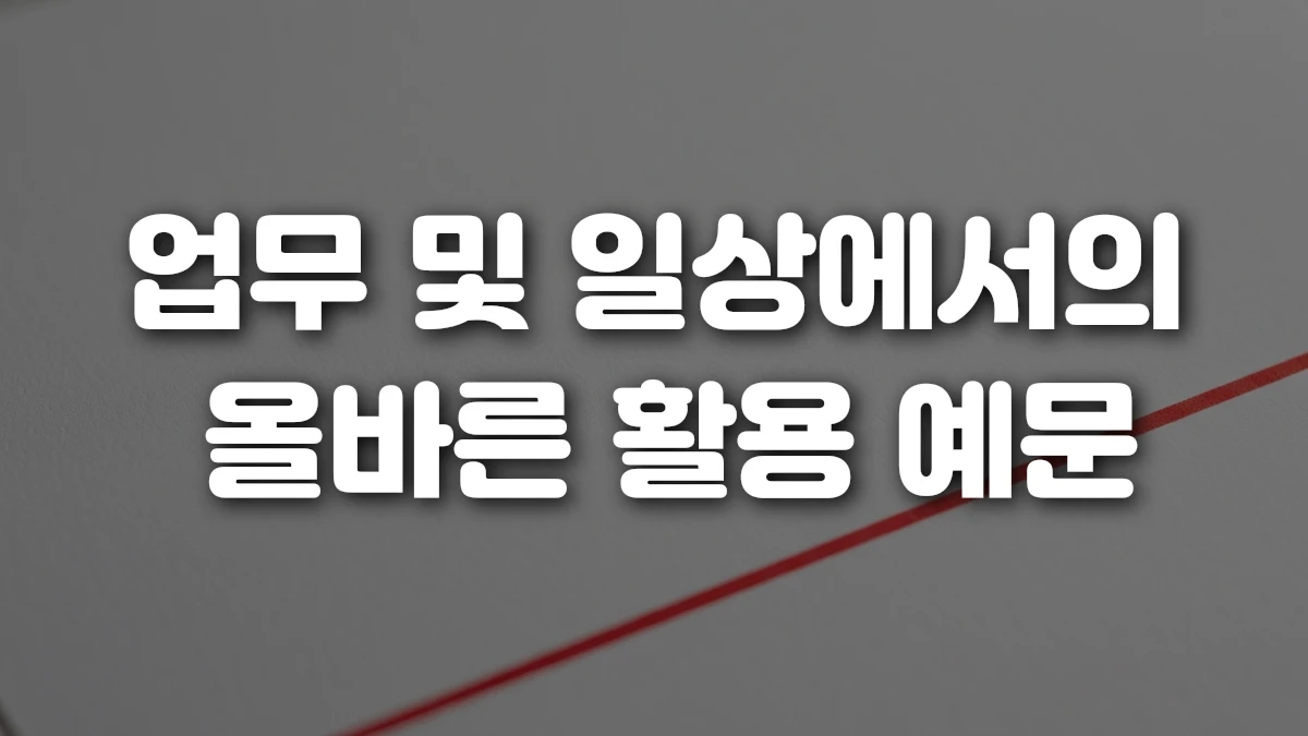 업무 및 일상에서의 올바른 활용 예문