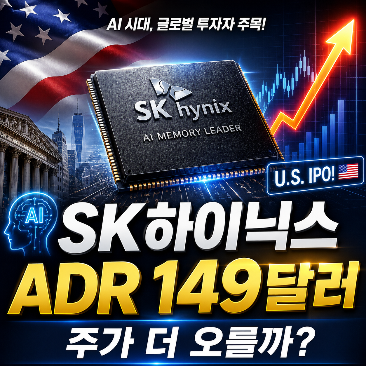 SK하이닉스 ADR 미국 상장과 HBM 반도체 관련주 주가 전망을 표현한 이미지