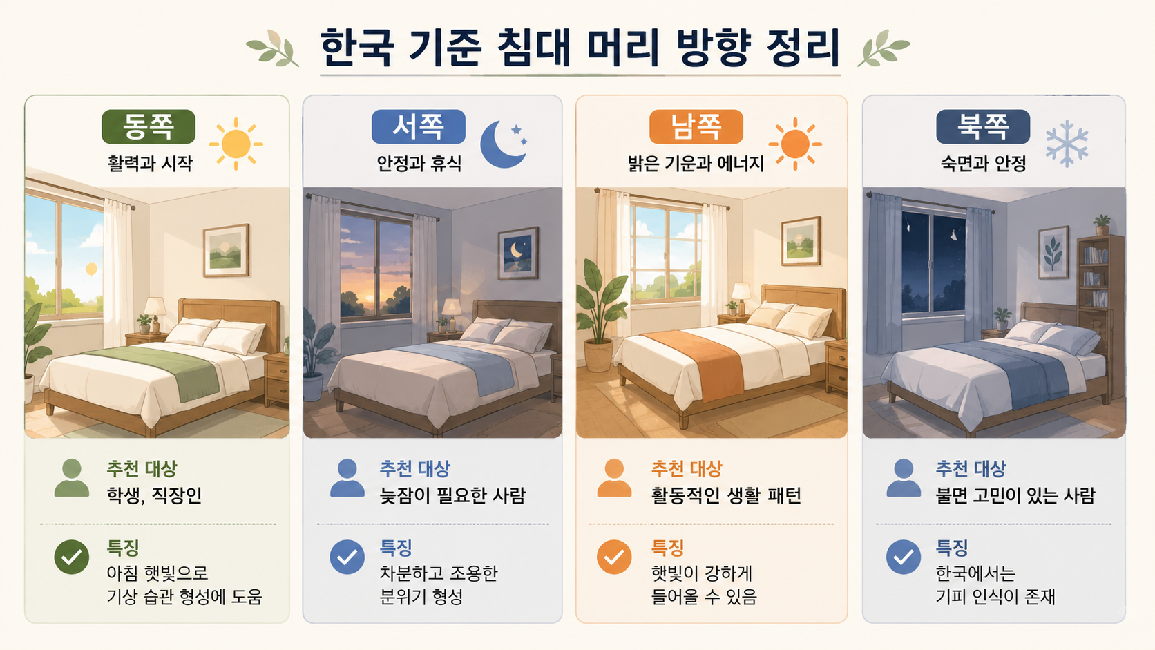 침대 머리 두는 방향