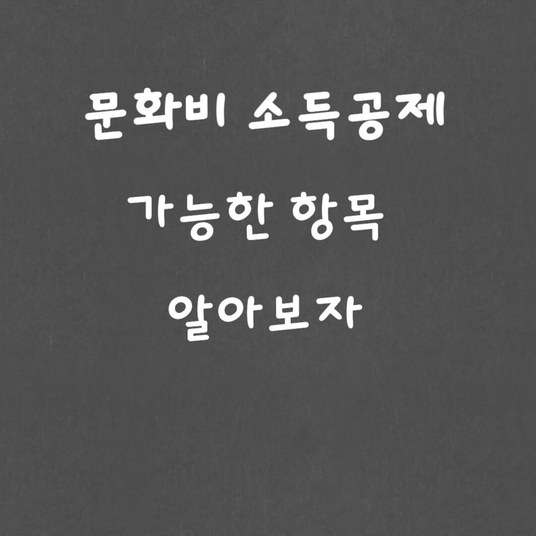 문화비 소득곤제 가능한 항목 알아보자