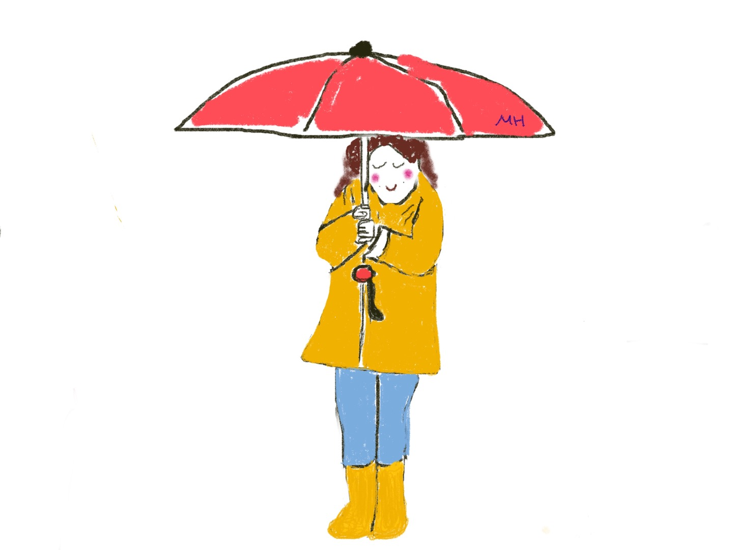 우산 쓴 소녀 사진