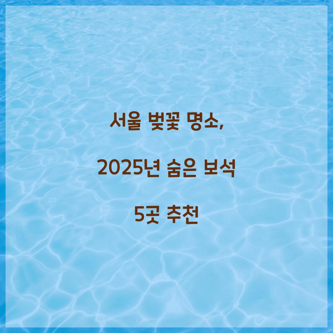 서울 벚꽃 명소