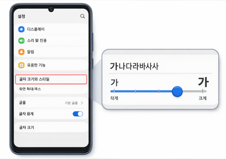 갤럭시 글씨 크게 설정하는 가장 쉬운 방법