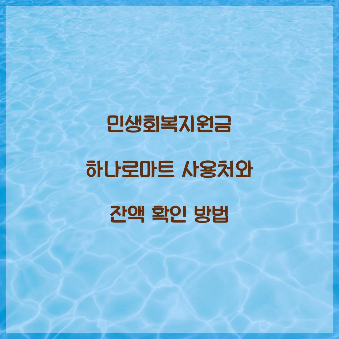 민생회복지원금 하나로마트