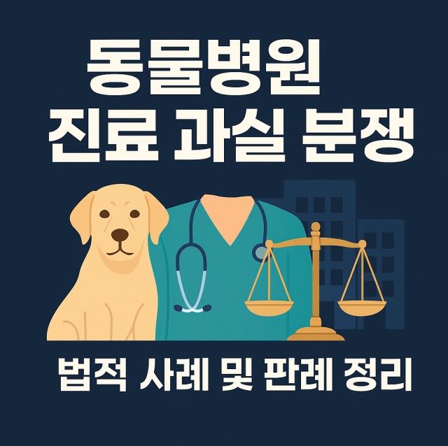 동물병원 진료 과실과 관련된 법적 분쟁 사례 및 판례를 설명하는 대표 이미지