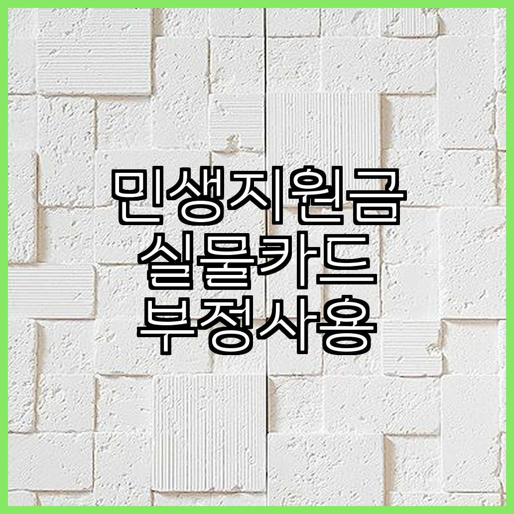 민생지원금 실물카드 부정사용 방지팁주의점 법적문제