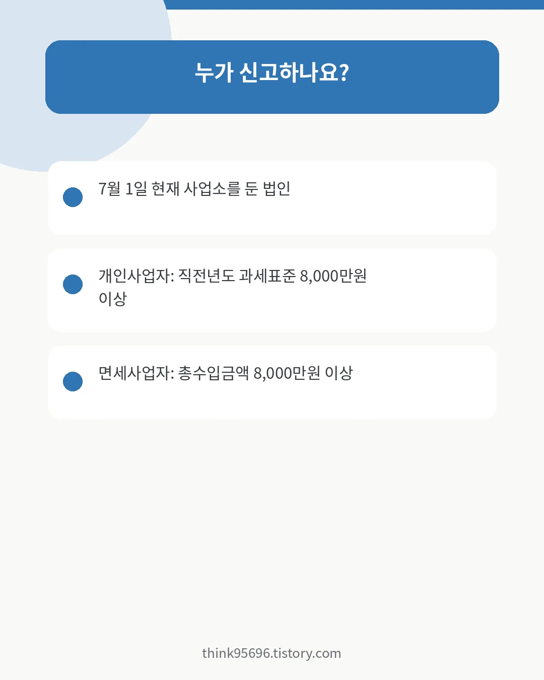 주민세 사업소분 법인&middot;개인사업자 신고대상 기준