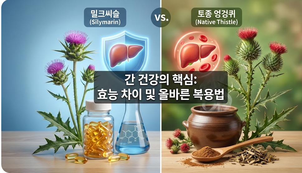 간 건강 영양제 실리마린(밀크씨슬)과 토종 엉겅퀴 추출물