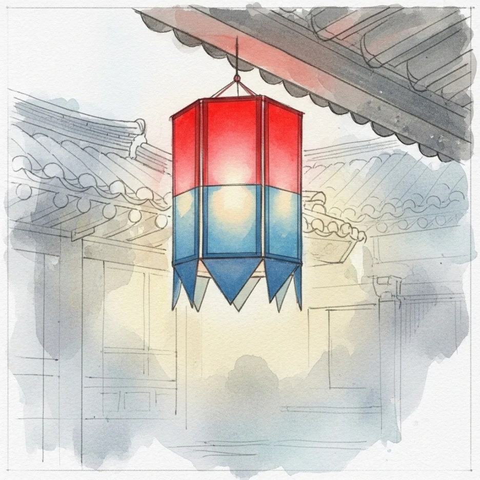 평화롭고 고요한 분위기의 한국 전통 등불