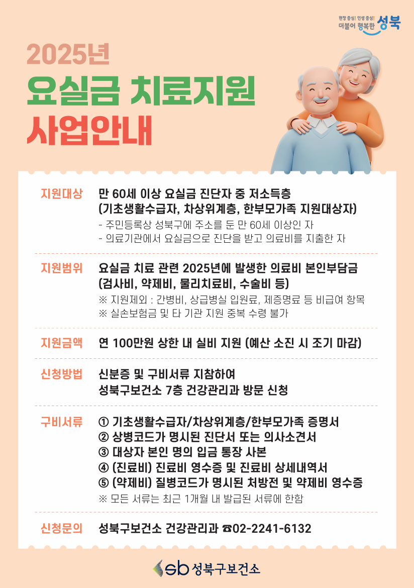 서울 성북구 요실금 치료비 지원 신청 및 서류