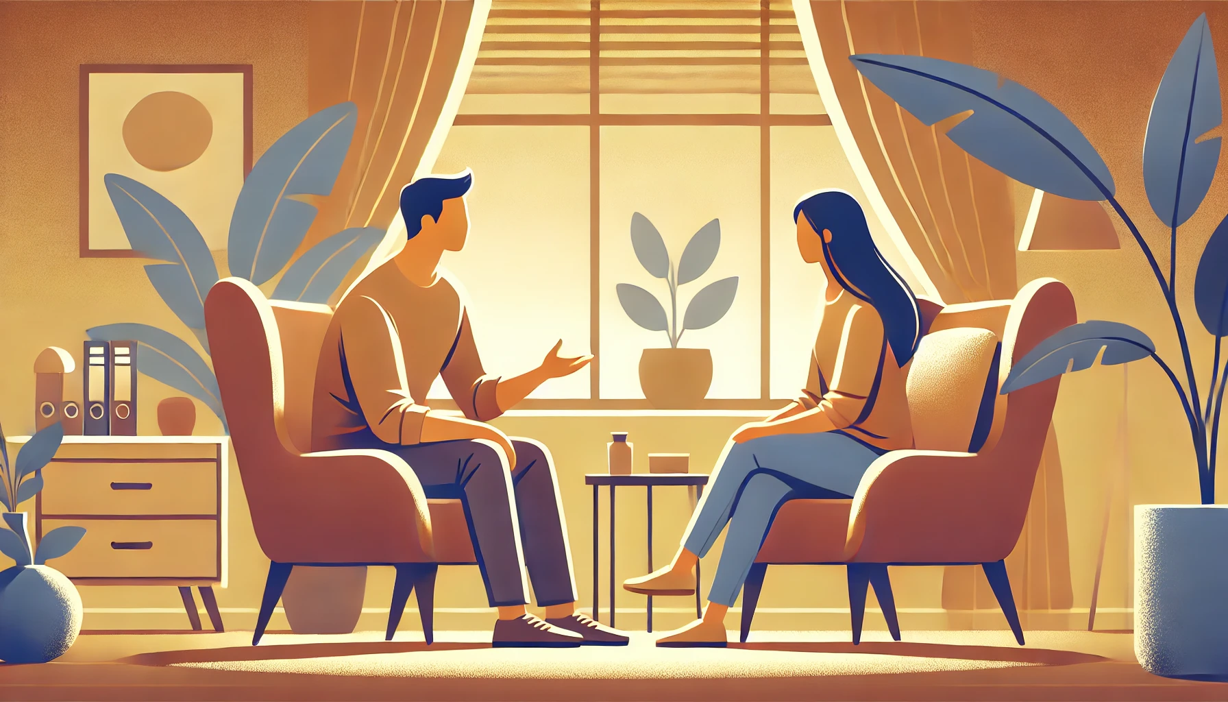 서로-마주앉아-대화중인-남녀