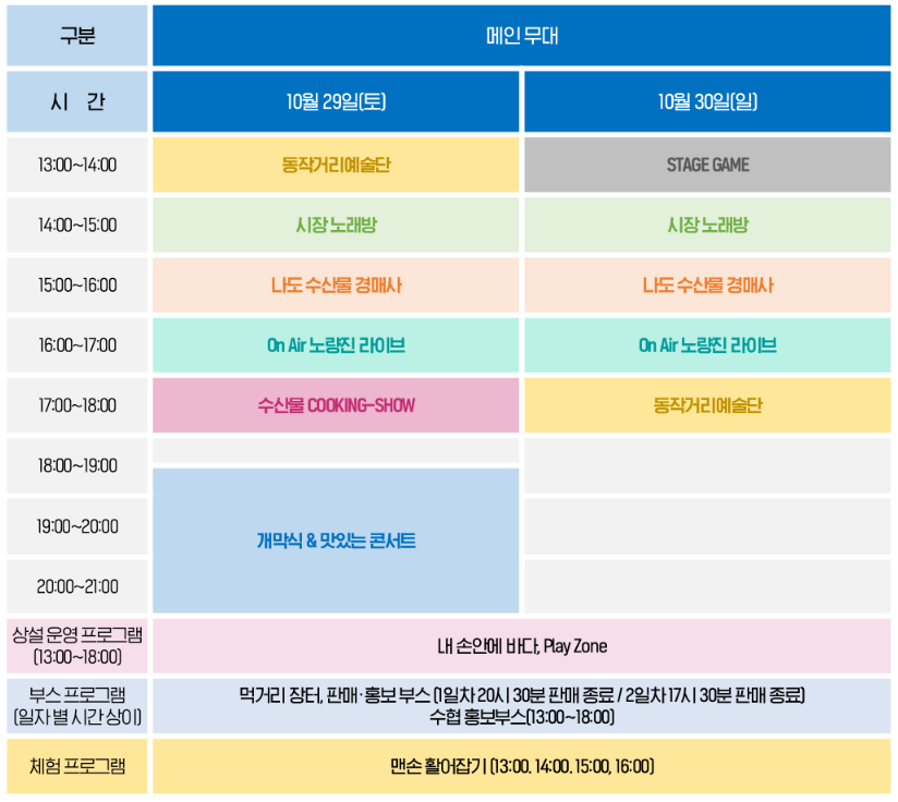수산대축제 일정