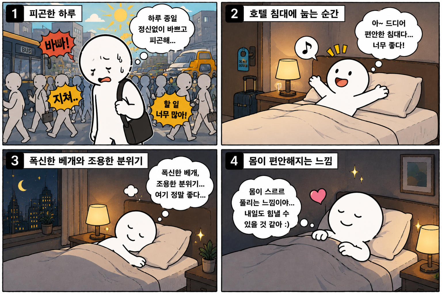 푹신한 베개로 하루의 스트레스를 풀고 내일을 대비하자