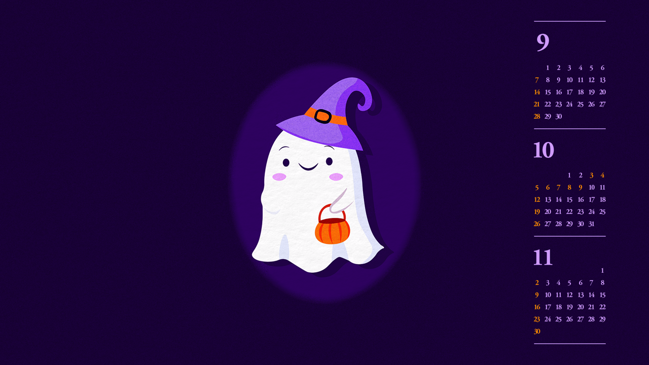 11 유령 일러스트 B - 2025년10월 노트북배경화면