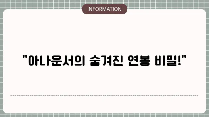 아나운서 연봉 월급 자세하게 정리했어요!