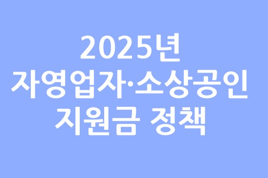 2025년 자영업자, 소상공인 지원금 정책