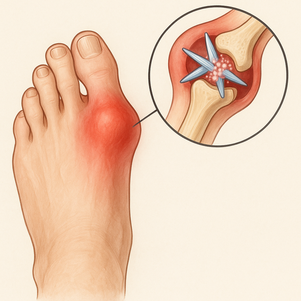 통풍으로 발이 부어있는 그림