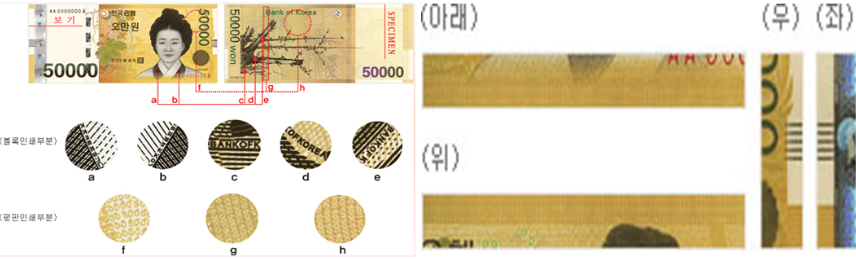 미세문자와 앤드리스무늬 예시