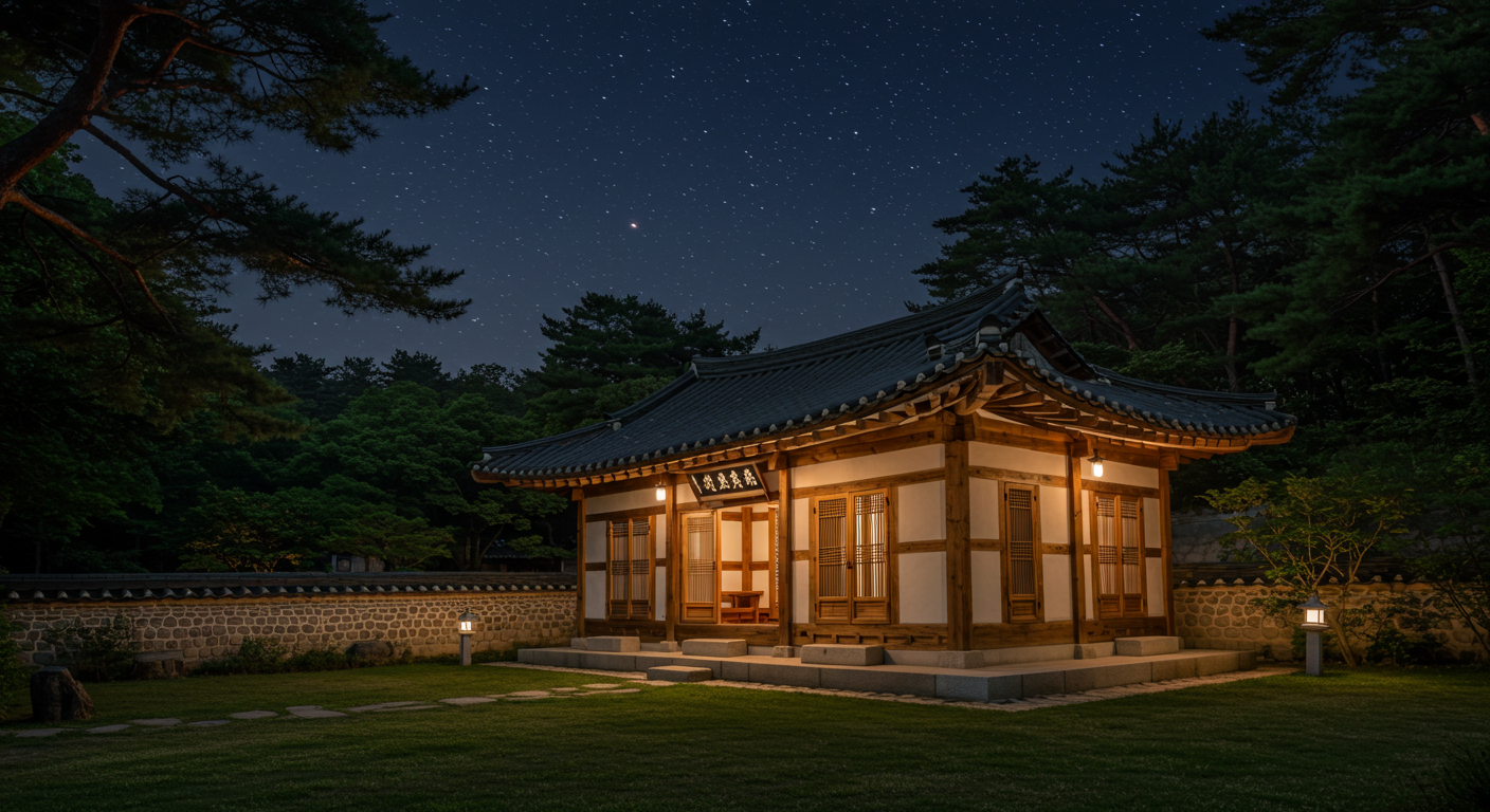 강릉 선교장 한옥스테이의 고즈넉한 전통 한옥.