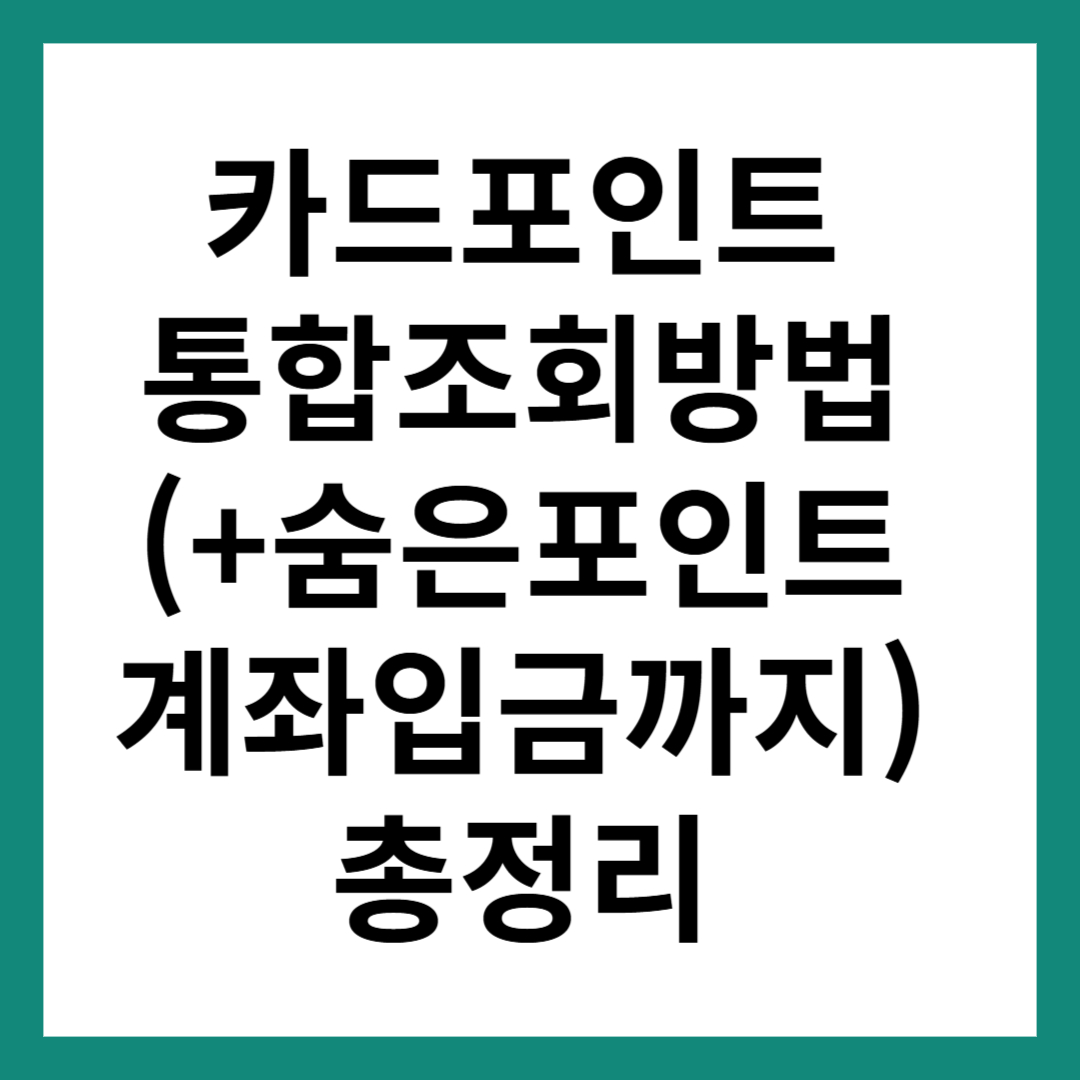 카드포인트 통합조회 방법(+숨은포인트·계좌입금까지)