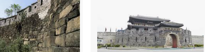 대표적인 성곽으로 유네스코 지정된 수원화성모습