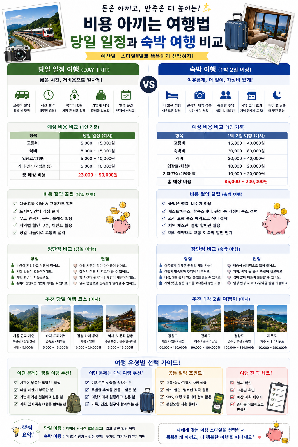비용 아끼는 여행법 당일 일정과 숙박 여행 비교 관련 사진