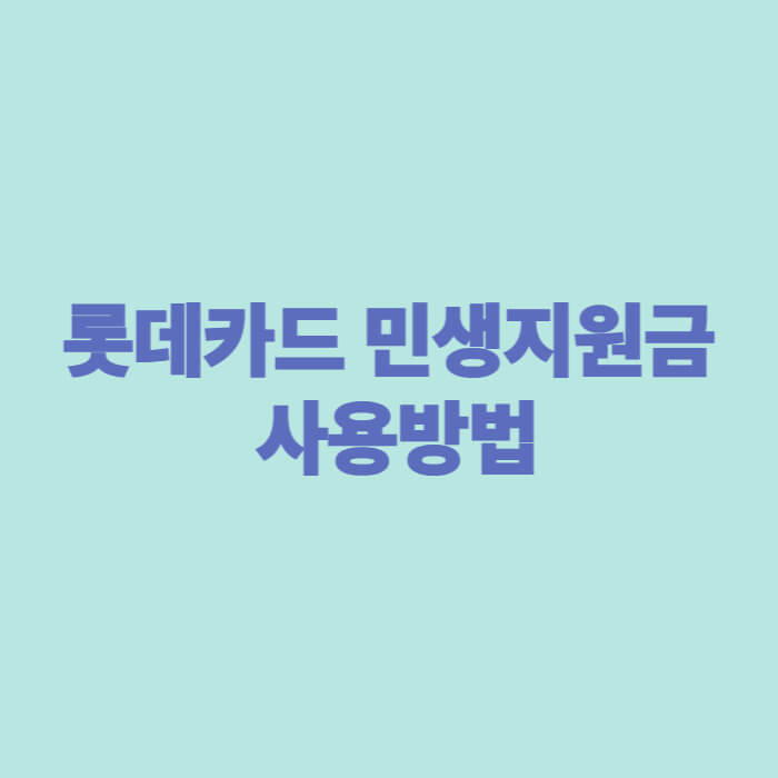 롯데카드 민생지원금 사용방법