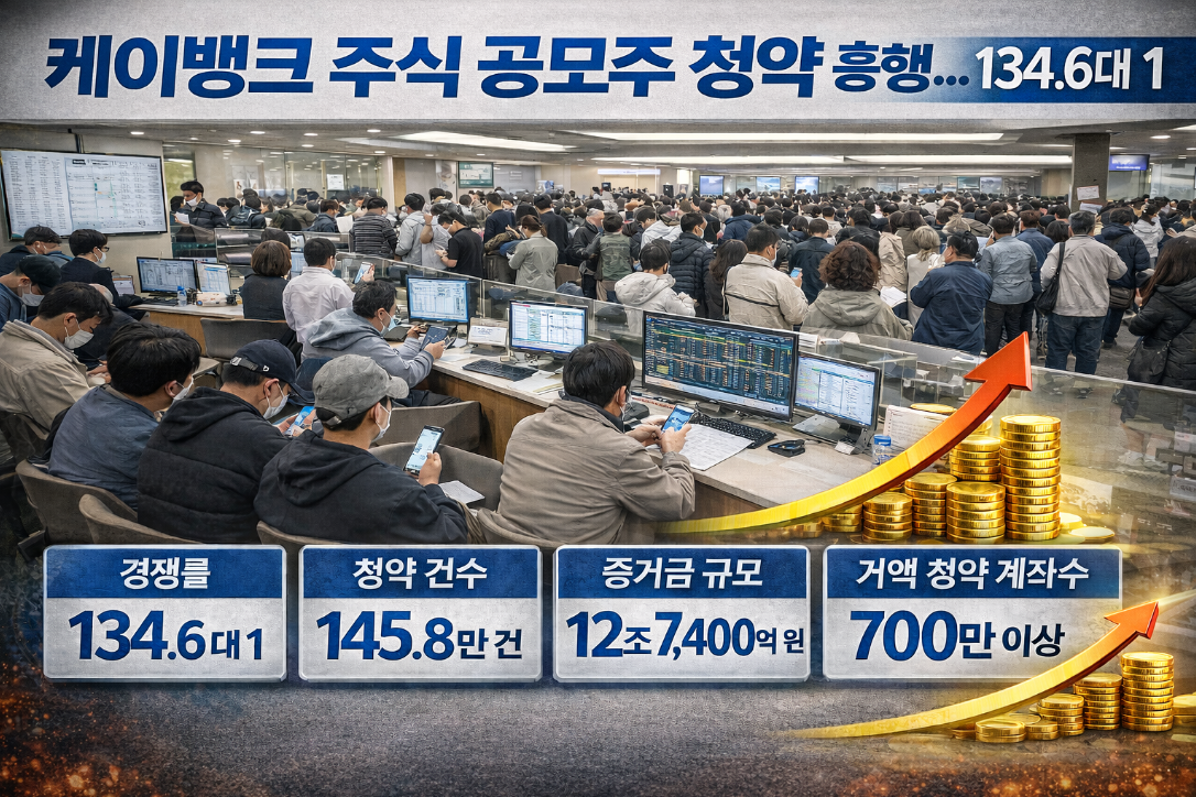 케이뱅크 공모주 청약 흥행 134대1 경쟁률, 놓치면 후회할 정보