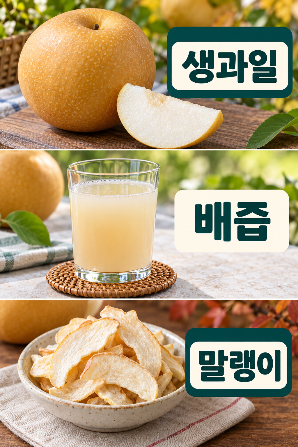 생배&middot;배즙&middot;배말랭이의 세 가지 먹는 형태