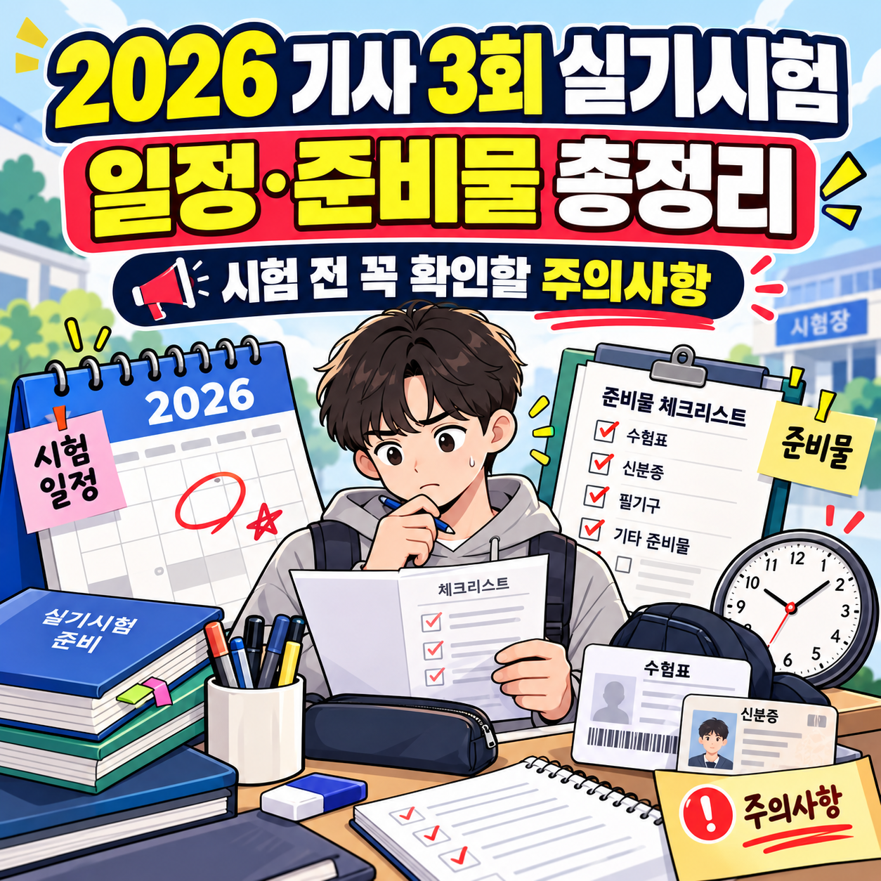 2026 기사 3회 실기시험 일정&middot;준비물 총정리, 시험 전 꼭 확인할 주의사항
