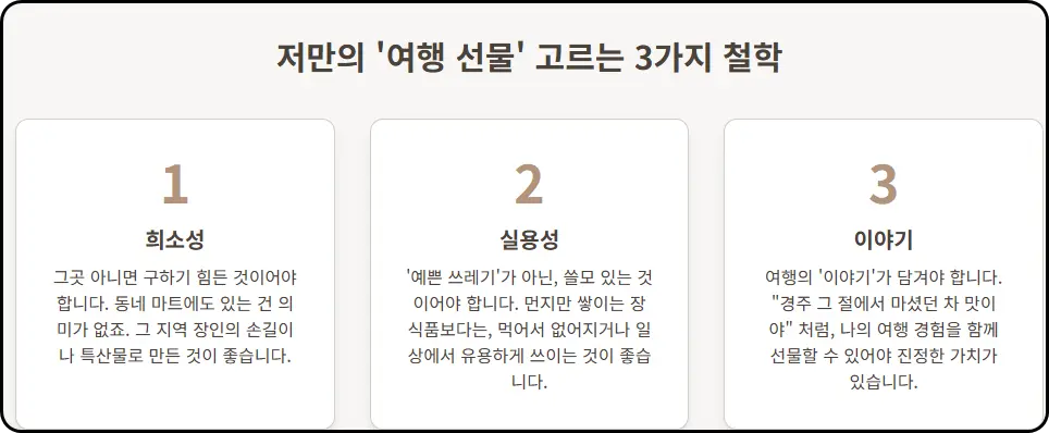 저만의 '여행 선물' 고르는 3가지 철학