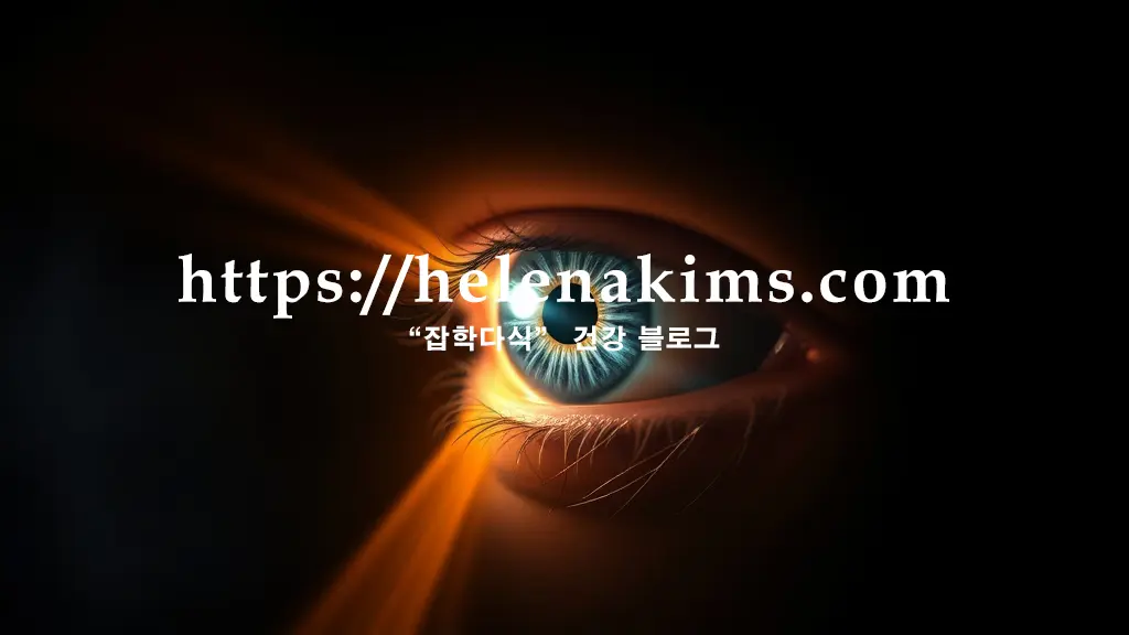 중앙에 선명하게 빛나는 인간의 눈. 눈동자 주변으로 점차 어두워지는 시야와 미세한 균열이 드리워져 녹내장의 진행을 시각화한 이미지.