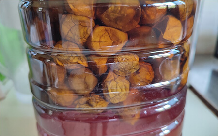 과육을 거르지 않은 1년 된 매실청