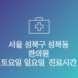 서울 성북구 성북동 한의원 주말 토요일 일요일 문여는 병원 진료시간
