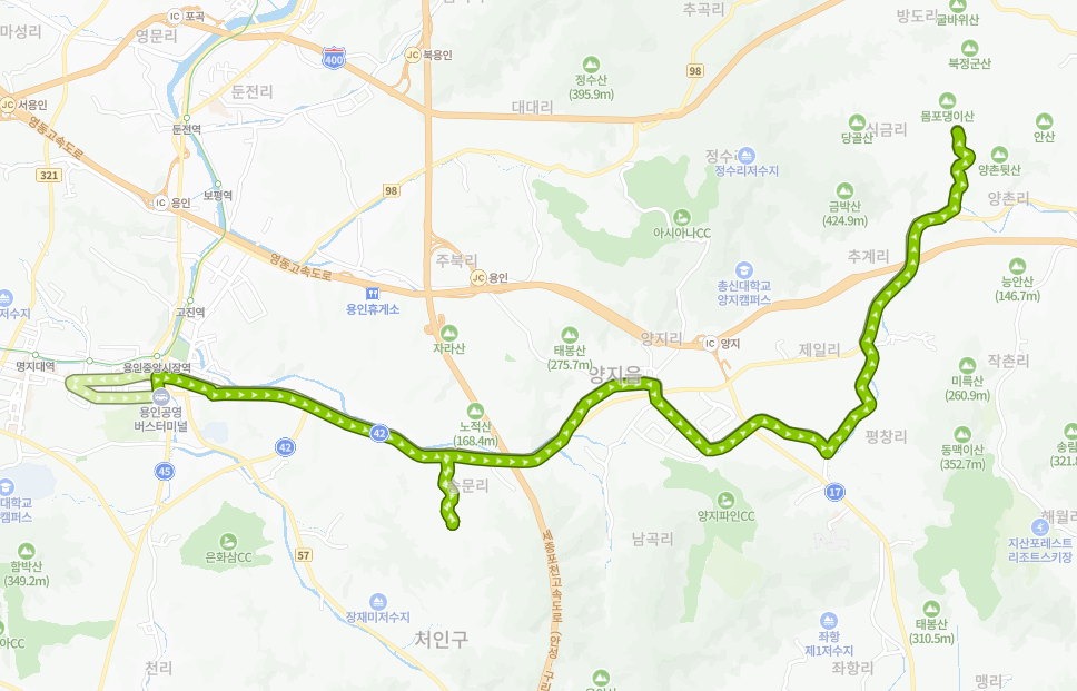 용인-97번-버스-노선-지도