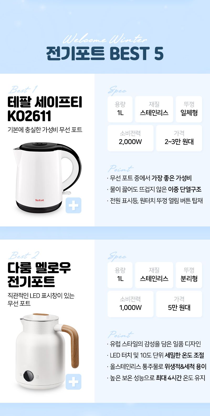 전기포트 고르는법 물때 관리 비교