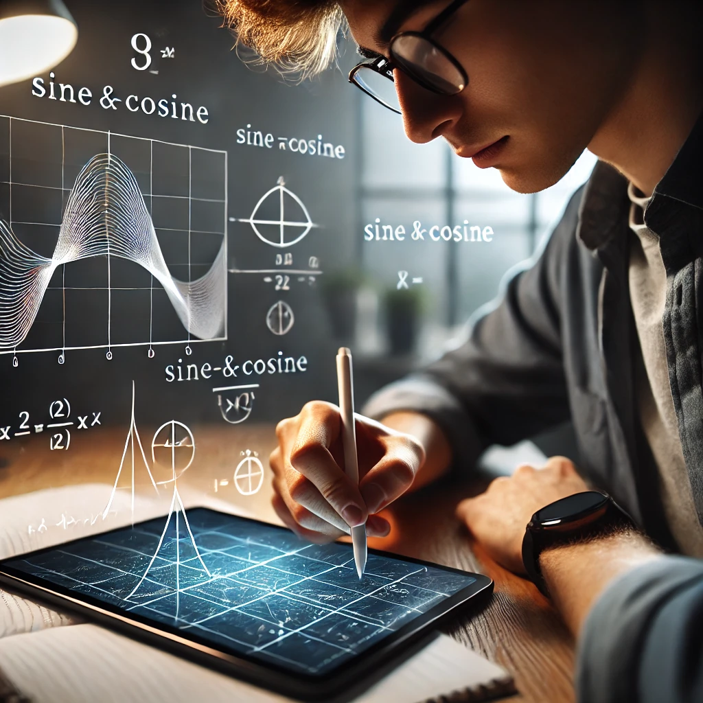 삼각비 함수 학습하는 학생