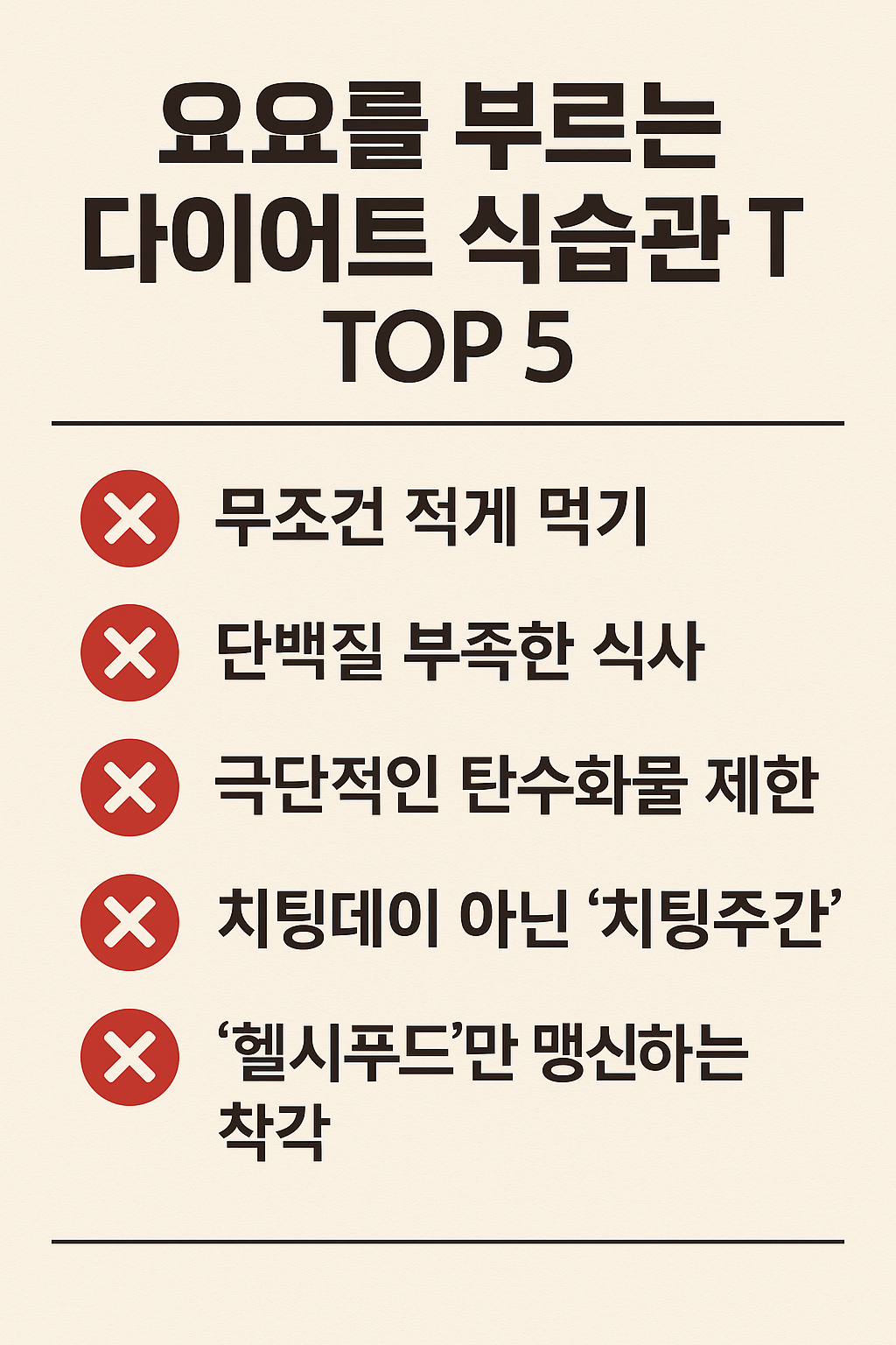 요요를 부르는 다이어트 식습관 TOP 5